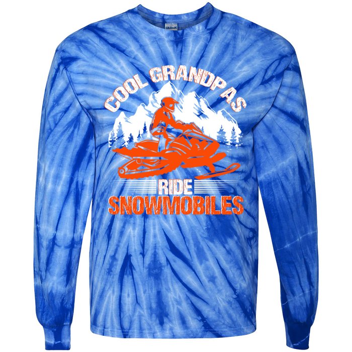 Cool Grandpas Ride Snowmobiles Funny Snowmobile Dad Grandpa Gift Tie-Dye Long Sleeve Shirt