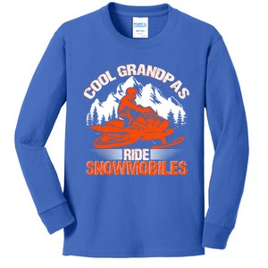 Cool Grandpas Ride Snowmobiles Funny Snowmobile Dad Grandpa Gift Kids Long Sleeve Shirt