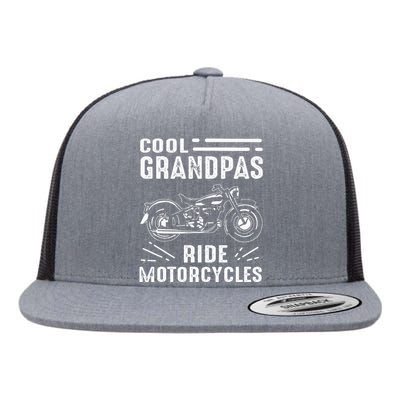 Cool Grandpas Ride MotorCycles Funny Grand Father Biker Flat Bill Trucker Hat