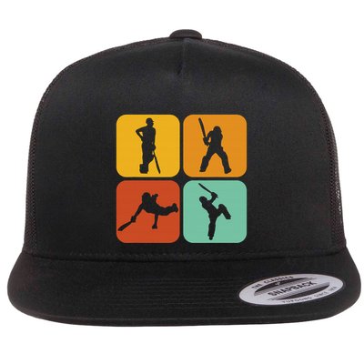 Cricket Gifts Retro Vintage Colors Cricket Players Flatbill Hat
