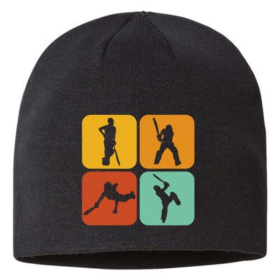 Cricket Gifts Retro Vintage Colors Cricket Players Sustainable Beanie