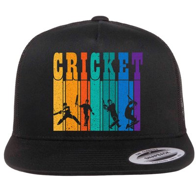 Cricket Gifts Retro Vintage Colors Cricket Players Flatbill Hat