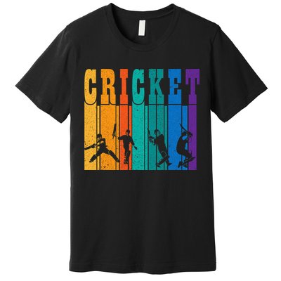 Cricket Gifts Retro Vintage Colors Cricket Players Premium T-Shirt