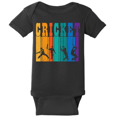 Cricket Gifts Retro Vintage Colors Cricket Players Baby Bodysuit