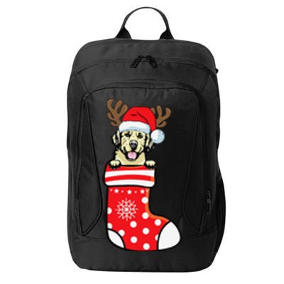 Cream Golden Retriever Dog Merry Xmas Christmas Sock City Backpack