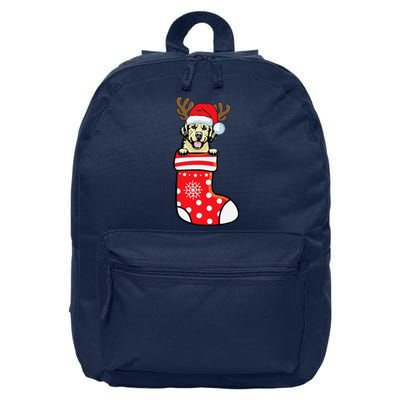 Cream Golden Retriever Dog Merry Xmas Christmas Sock 16 in Basic Backpack