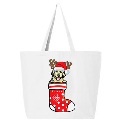 Cream Golden Retriever Dog Merry Xmas Christmas Sock 25L Jumbo Tote