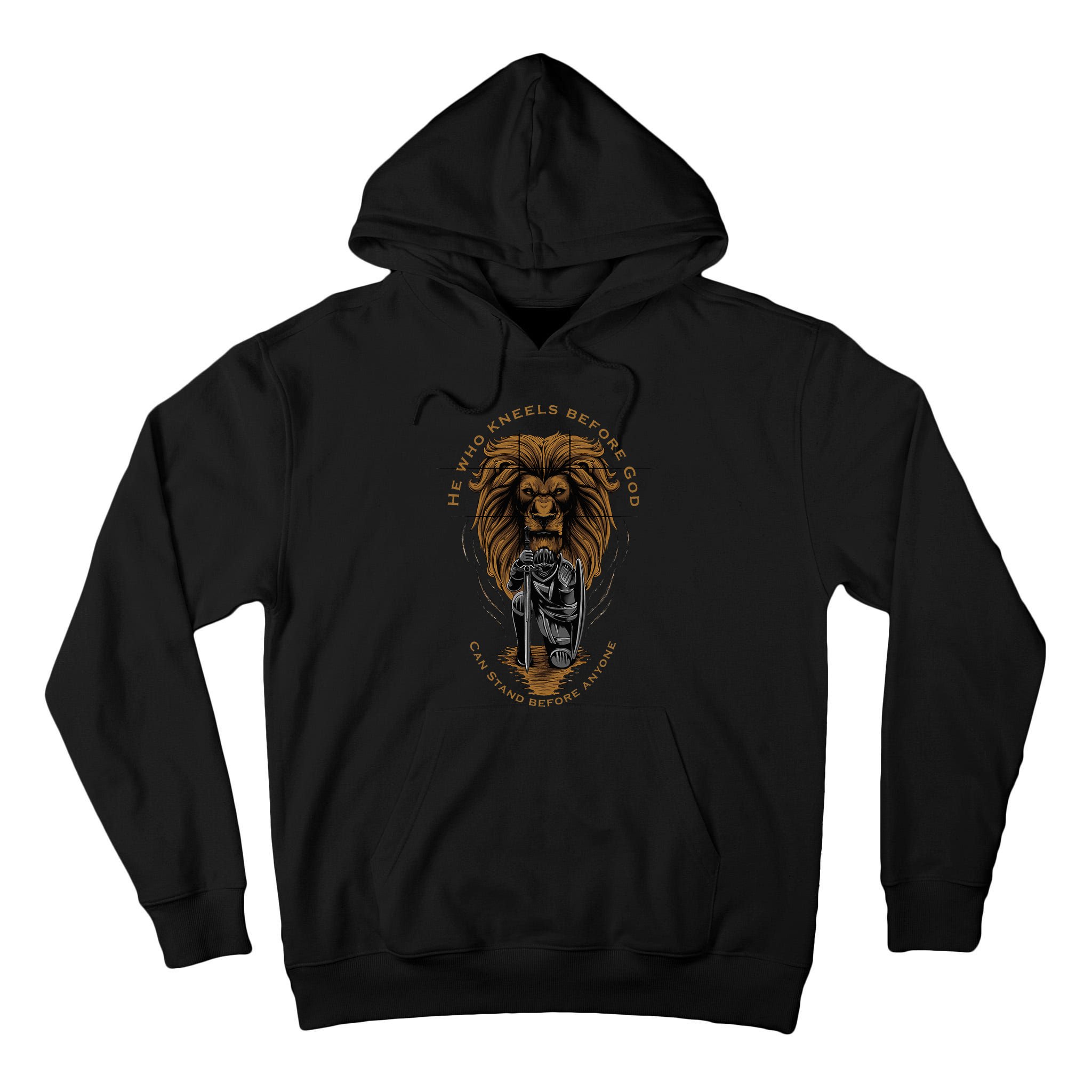 Christian Gifts Religious Kneeling Warrior Lion Of Judah Tall Hoodie