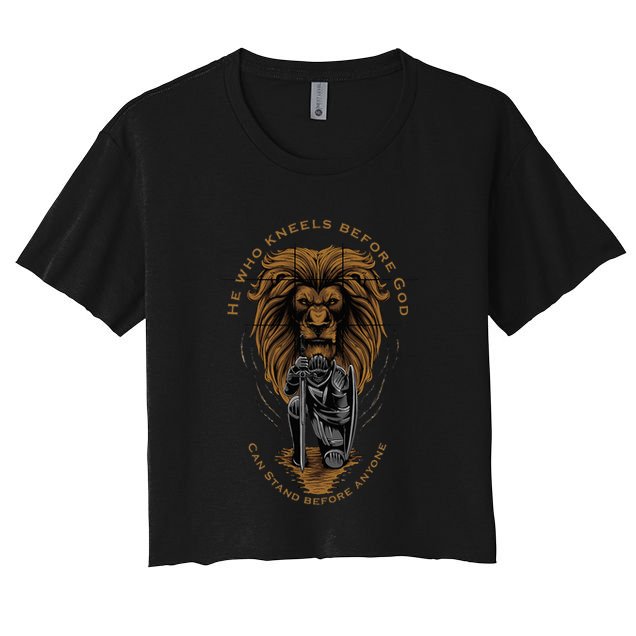 Christian Gifts Religious Kneeling Warrior Lion Of Judah Crop Top