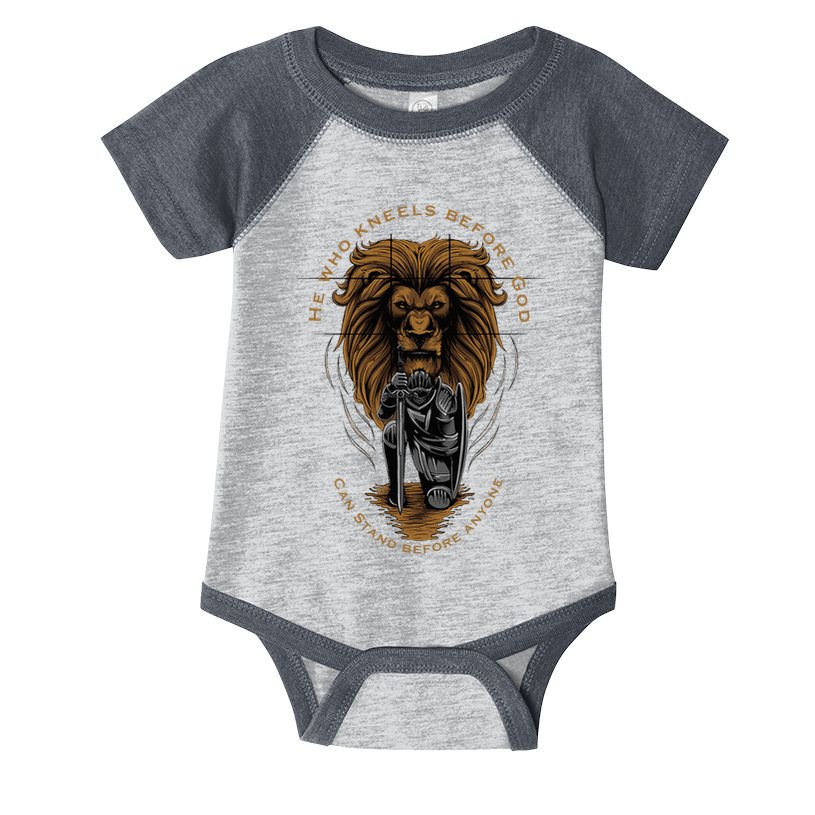 Christian Gifts Religious Kneeling Warrior Lion Of Judah Infant Baby Jersey Bodysuit