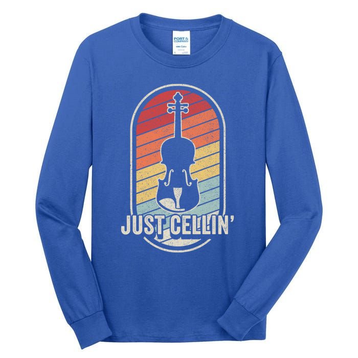 Cello Gift Retro Vintage Just Cellin Cello Lover Gift Tall Long Sleeve T-Shirt