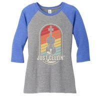 Cello Gift Retro Vintage Just Cellin Cello Lover Gift Women's Tri-Blend 3/4-Sleeve Raglan Shirt