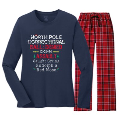 Caught Giving Rudolph North Pole Correctional Christmas Women's Long Sleeve Flannel Pajama Set 