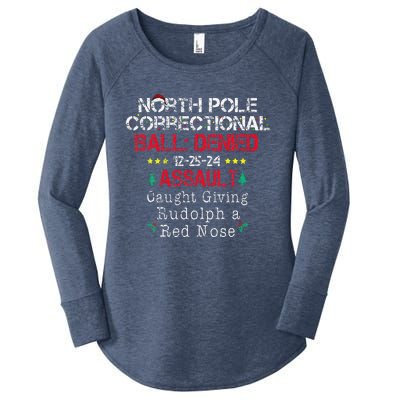 Caught Giving Rudolph North Pole Correctional Christmas Women's Perfect Tri Tunic Long Sleeve Shirt