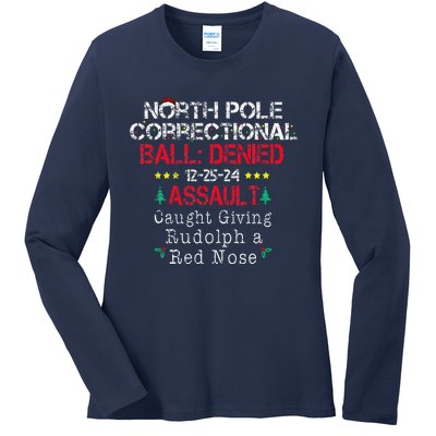 Caught Giving Rudolph North Pole Correctional Christmas Ladies Long Sleeve Shirt