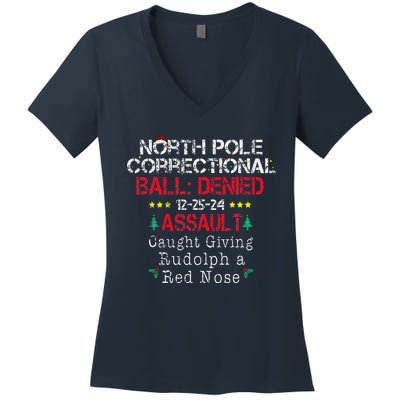 Caught Giving Rudolph North Pole Correctional Christmas Women's V-Neck T-Shirt