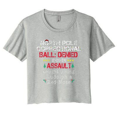 Caught Giving Rudolph North Pole Correctional Christmas Women's Crop Top Tee