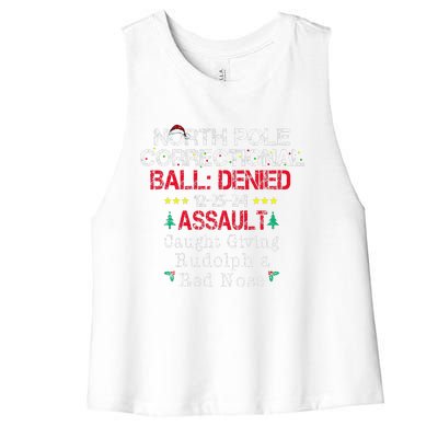 Caught Giving Rudolph North Pole Correctional Christmas Women's Racerback Cropped Tank