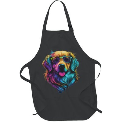 Colorful Golden Retriever Art Dog Owner Canine Lover Full-Length Apron With Pockets