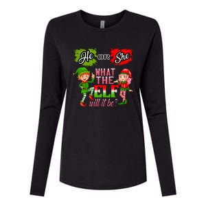 Christmas Gender Reveal He Or She What The Elf Will It Be Gift Womens Cotton Relaxed Long Sleeve T-Shirt