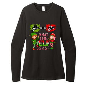 Christmas Gender Reveal He Or She What The Elf Will It Be Gift Womens CVC Long Sleeve Shirt