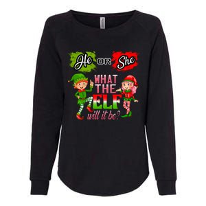 Christmas Gender Reveal He Or She What The Elf Will It Be Gift Womens California Wash Sweatshirt