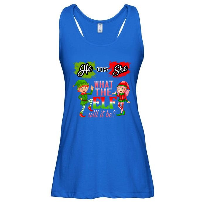 Christmas Gender Reveal He Or She What The Elf Will It Be Gift Ladies Essential Flowy Tank