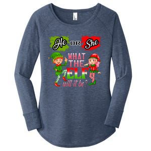 Christmas Gender Reveal He Or She What The Elf Will It Be Gift Women's Perfect Tri Tunic Long Sleeve Shirt