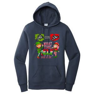 Christmas Gender Reveal He Or She What The Elf Will It Be Gift Women's Pullover Hoodie