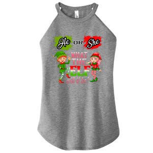 Christmas Gender Reveal He Or She What The Elf Will It Be Gift Women's Perfect Tri Rocker Tank