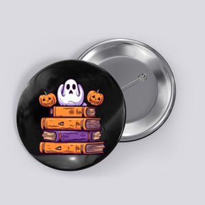 Cute Ghost Reading Books Halloween Librarian Book Button