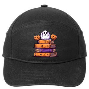 Cute Ghost Reading Books Halloween Librarian Book 7-Panel Snapback Hat