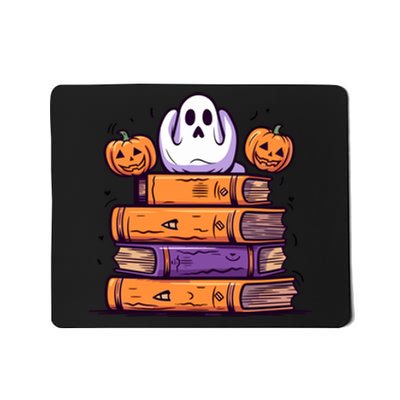 Cute Ghost Reading Books Halloween Librarian Book Mousepad