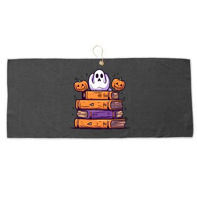 Cute Ghost Reading Books Halloween Librarian Book Large Microfiber Waffle Golf Towel