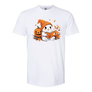 Cute Ghost Reading Books Funny Autumn Halloween Softstyle CVC T-Shirt