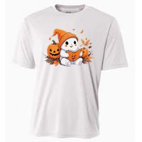 Cute Ghost Reading Books Funny Autumn Halloween Cooling Performance Crew T-Shirt