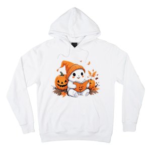 Cute Ghost Reading Books Funny Autumn Halloween Hoodie