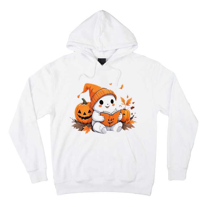 Cute Ghost Reading Books Funny Autumn Halloween Hoodie