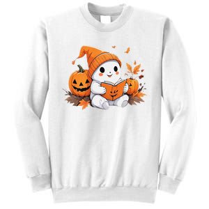 Cute Ghost Reading Books Funny Autumn Halloween Sweatshirt