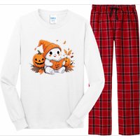 Cute Ghost Reading Books Funny Autumn Halloween Long Sleeve Pajama Set