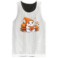 Cute Ghost Reading Books Funny Autumn Halloween Mesh Reversible Basketball Jersey Tank