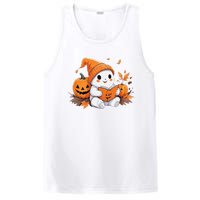 Cute Ghost Reading Books Funny Autumn Halloween PosiCharge Competitor Tank