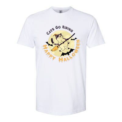 Cats Go Riding Happy Halloween Quotes Wich Brrom Bats Catoween Softstyle® CVC T-Shirt