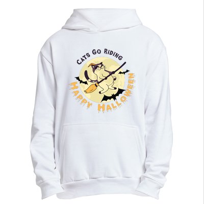 Cats Go Riding Happy Halloween Quotes Wich Brrom Bats Catoween Urban Pullover Hoodie