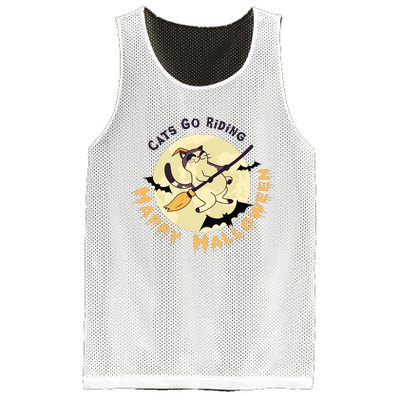 Cats Go Riding Happy Halloween Quotes Wich Brrom Bats Catoween Mesh Reversible Basketball Jersey Tank