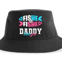 Cute Gender Reveal Ideas Fishe Or Fishe Daddy Loves You Fishing Sustainable Bucket Hat