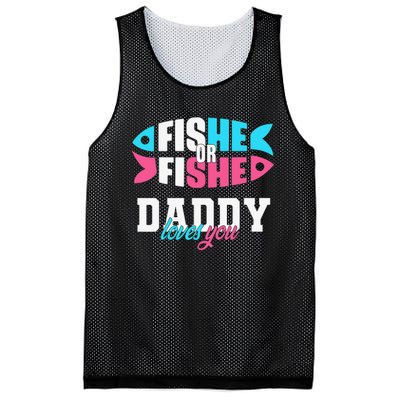 Cute Gender Reveal Ideas Fishe Or Fishe Daddy Loves You Fishing Mesh Reversible Basketball Jersey Tank