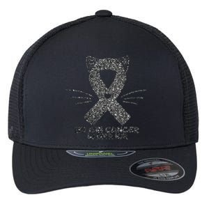 Cat Gray Ribbon Brain Cancer Awareness Warrior Cat Lover I Wear Gray Flexfit Unipanel Trucker Cap