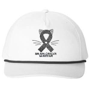 Cat Gray Ribbon Brain Cancer Awareness Warrior Cat Lover I Wear Gray Snapback Five-Panel Rope Hat