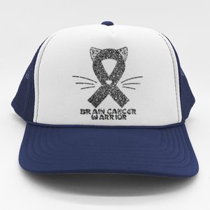 Cat Gray Ribbon Brain Cancer Awareness Warrior Cat Lover I Wear Gray Trucker Hat